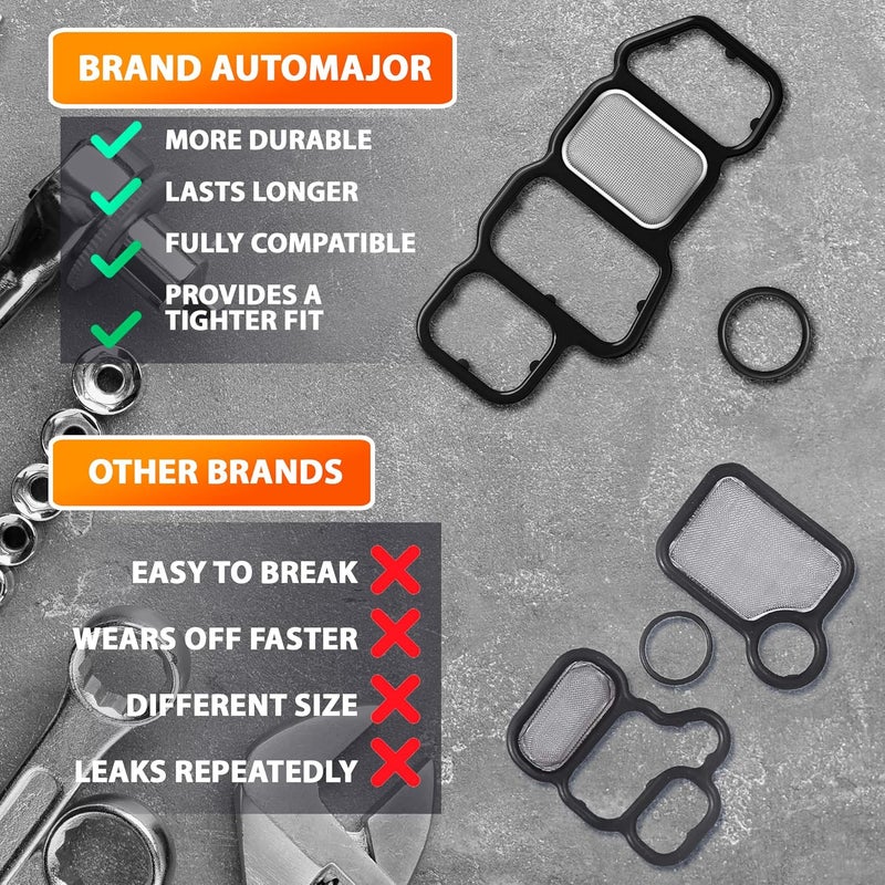 AUTOMAJOR Head Cylinder Solenoid Valve Gasket Replacement for Honda/Acura Accord CR-V HR-V ILX 2006-2021 - VTEC Filter Spool Valve 1.8L 2.0L - Set of 15826-RNA-A01+91319-PAA-A01 by - Image 5